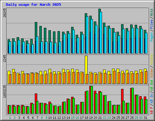 Daily usage for March 2025