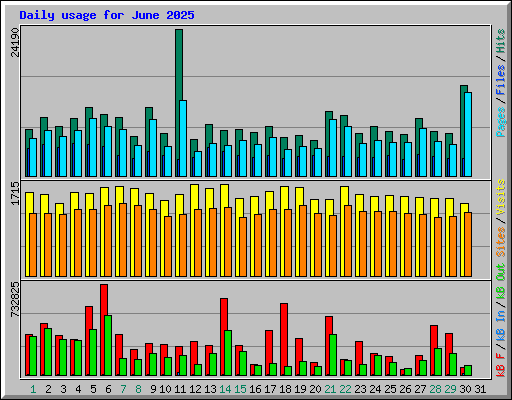 Daily usage for June 2025