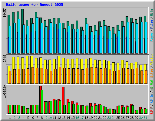 Daily usage for August 2025